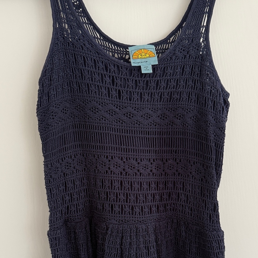 C&C California Navy Crochet Mini Dress